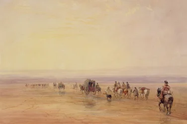 En las arenas de Lancaster, atardecer (Cruzando las arenas de Lancaster) c.1835
